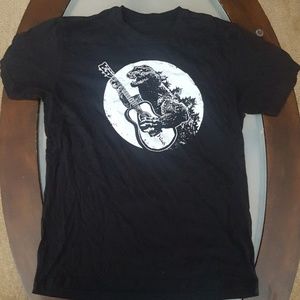 Godzilla Guitar T Shirt Playing Fender Guitar